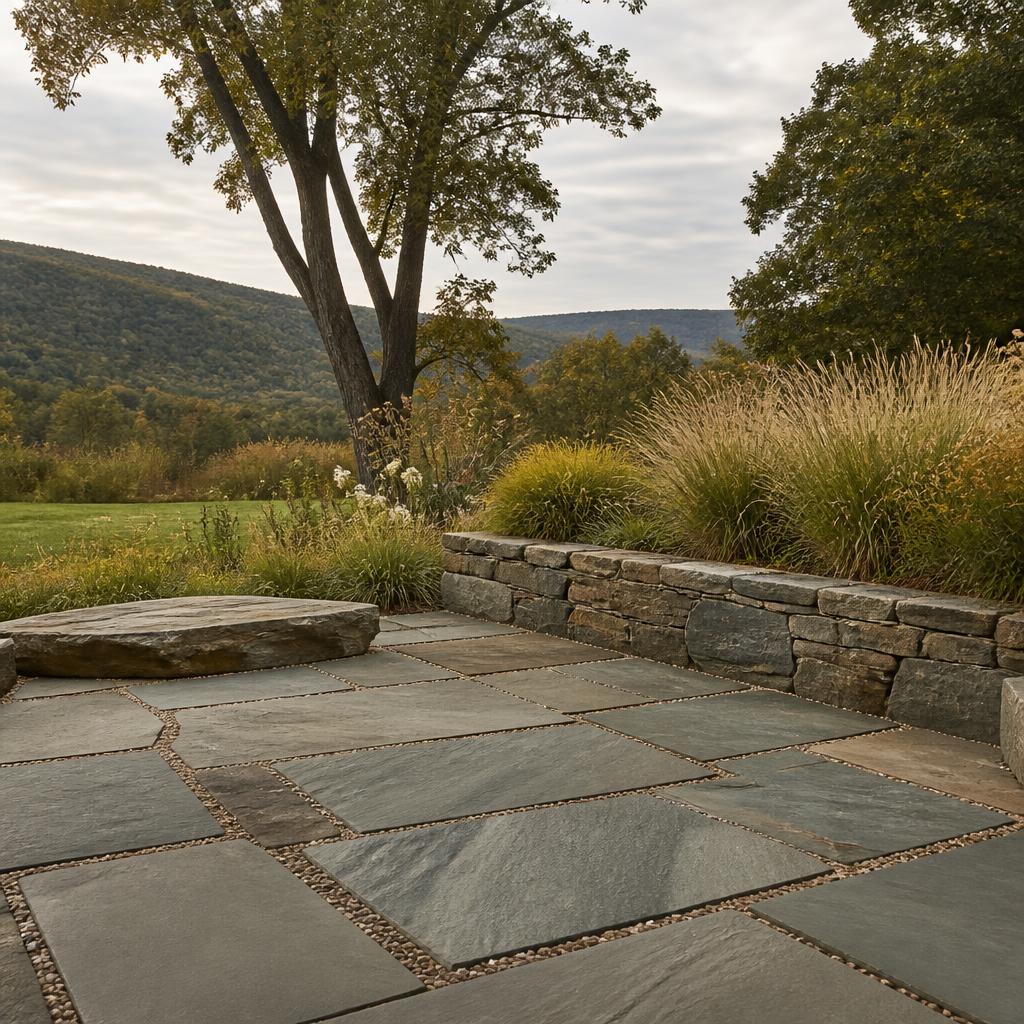Bluestone patio and planted garden